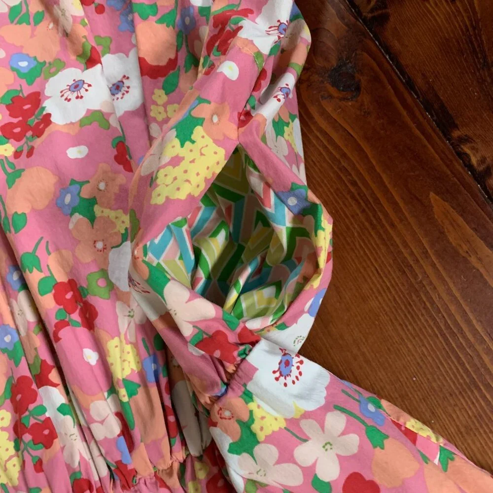 Matilda Jane Pink Floral Print Leah Sleeveless Women's Medium Fit & Flare Dress